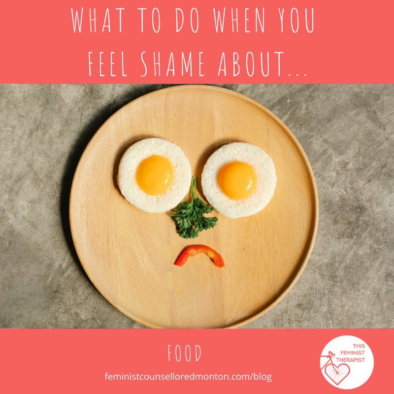 A photograph of a plate with two round, fried eggs, a sprig of parsley in the middle, and a downturned slice of tomato, forming a sad face. At the top over a pink background, it says 